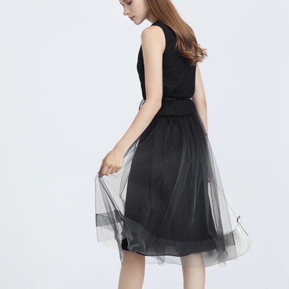 Stacked Neckline Mesh Sleeveless Dress (NWOT) - Picture 4 of 7